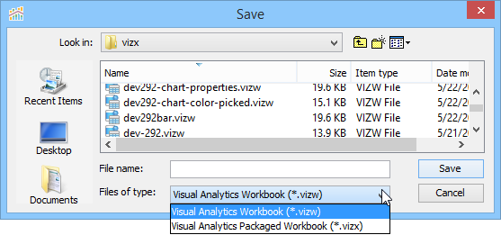 Visual Analytics - Save Dialog