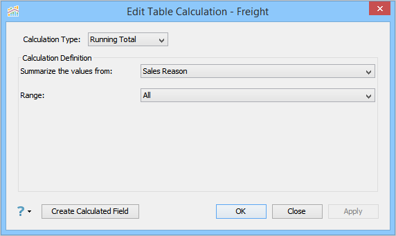Visual Analytics - Table Calculation - Moving Calculation Settings