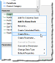 Visual Analytics - Create Bins - Menu