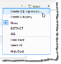 Query Builder - Select - SQL Expression Menu Choice