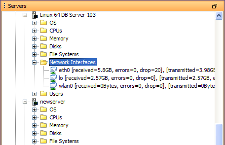 Aqua Data Studio - SSH Browser - Network Interfaces node