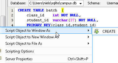 SQLite - DDL Scripting