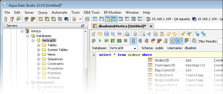 Vertica Support New Features Version 13 0 Aqua Data Studio
