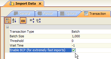 Sybase - Import Options