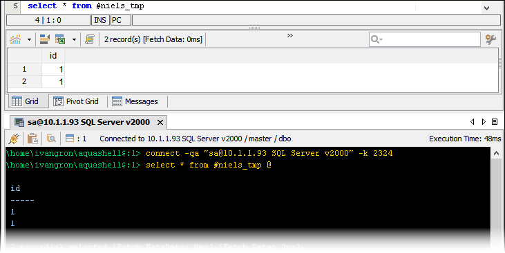 FluidShell Query Analyzer Connection Sharing